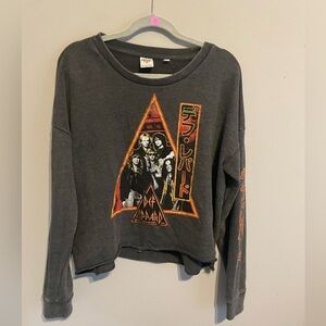 Junk Food Def Leppard Long‎ Sleeve Shirt Sweater Distressed Concert Sz XL